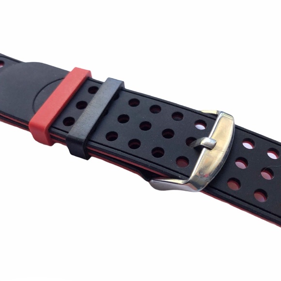 5/$20 NEW Black Red Holes Silicone Sport Band Apple Watch 38/40/41mm M - Picture 2 of 10